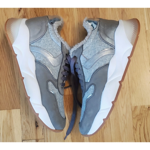 VOILE BLANCHE JULIA FUR SHEEPSKIN-LINED SNEAKERS Size 41 US 11 Gray - Picture 10 of 12